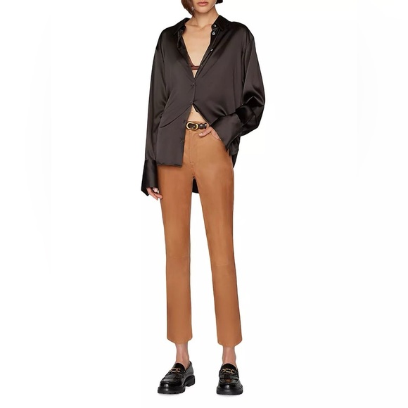 Frame Le High Straight-Leg Leather Pants